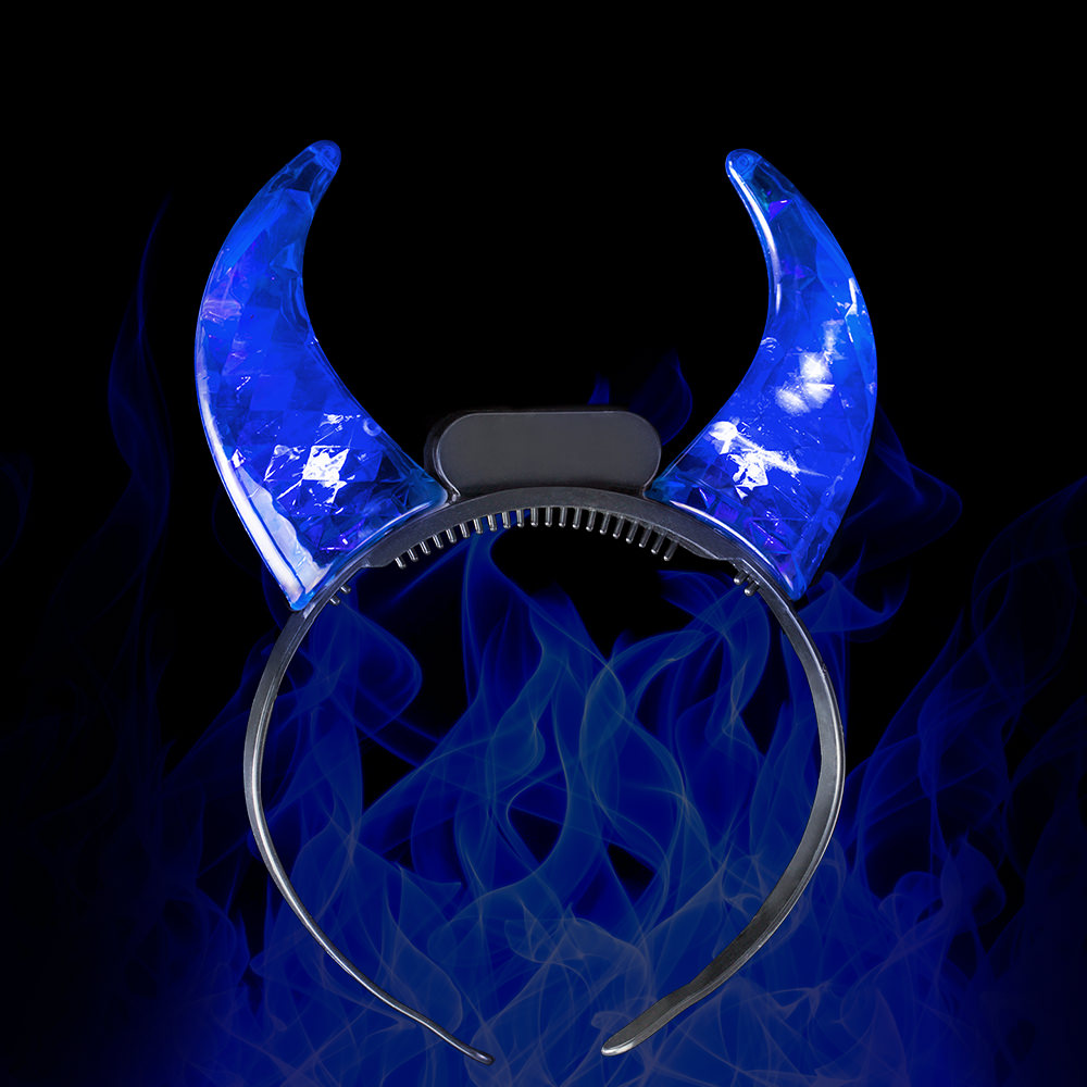 Blue Light up Devil Horns-